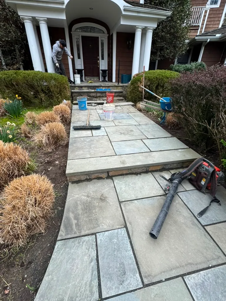 Stonework project before installation in Connecticut