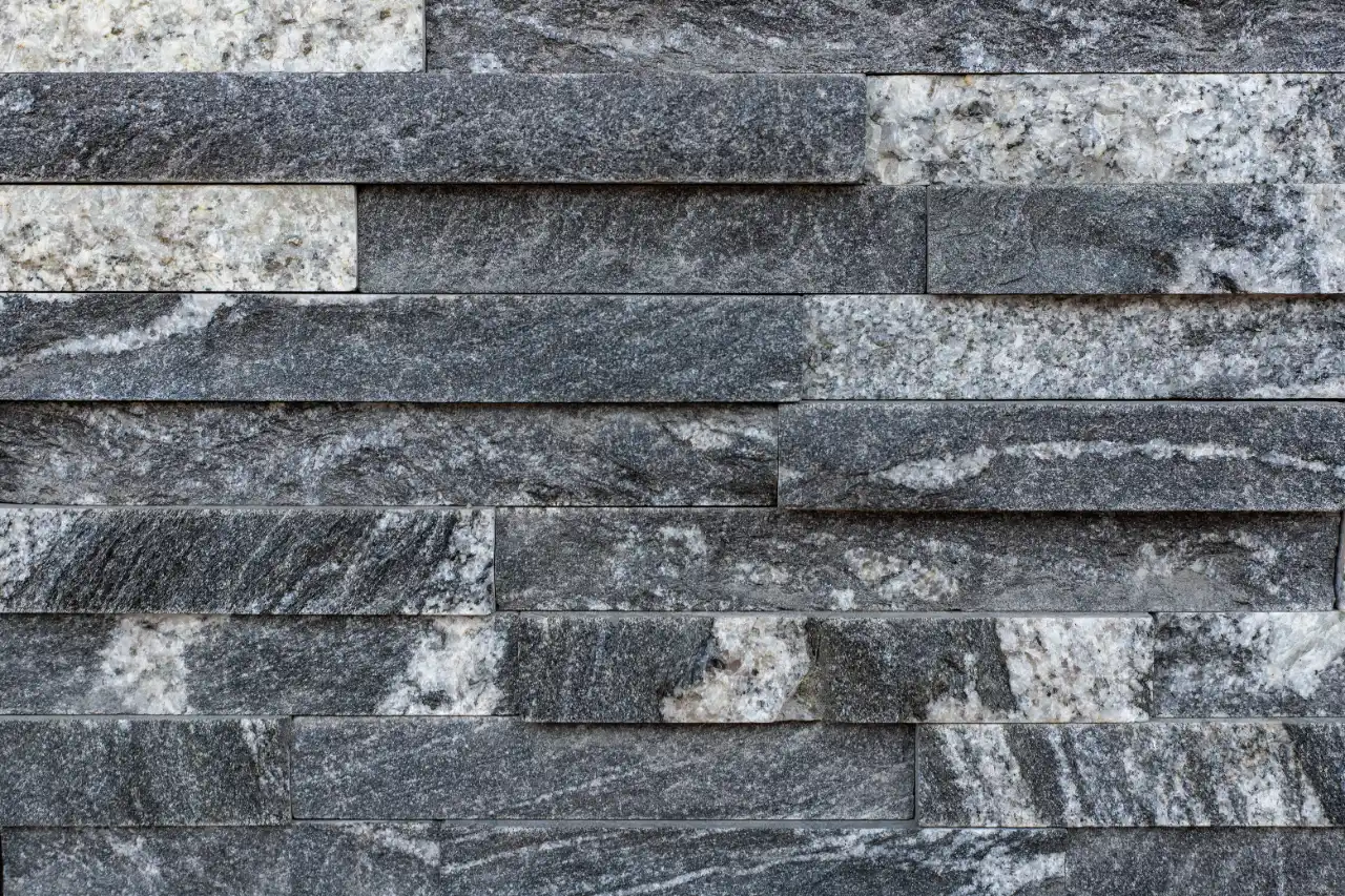 Masonry stone wall during Connecticut winter
